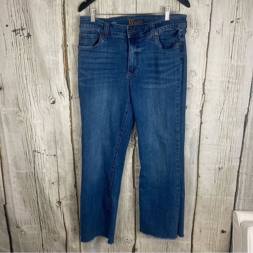 Kut from the Kloth Straight Leg Rough Hem Jeans Size 12   A